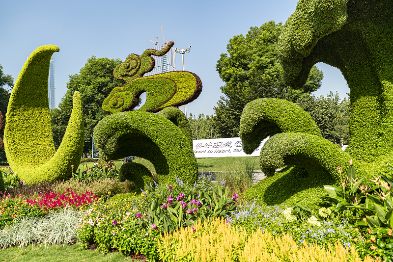 A diverse range of plant sculptures are on display at the Asian Flower Theme Park in Hangzhou City, Zhejiang Province, September 9, 2023. /CFP