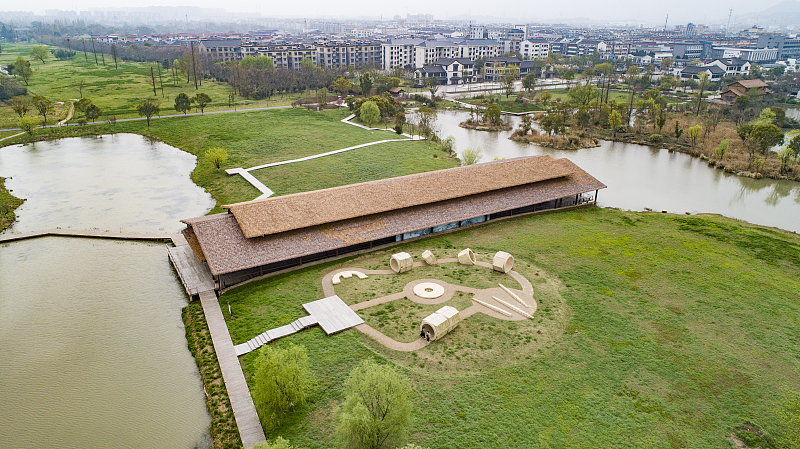 An aerial photo shows the Archaeological Ruins of Liangzhu in Hangzhou City, Zhejiang Province. /CFP