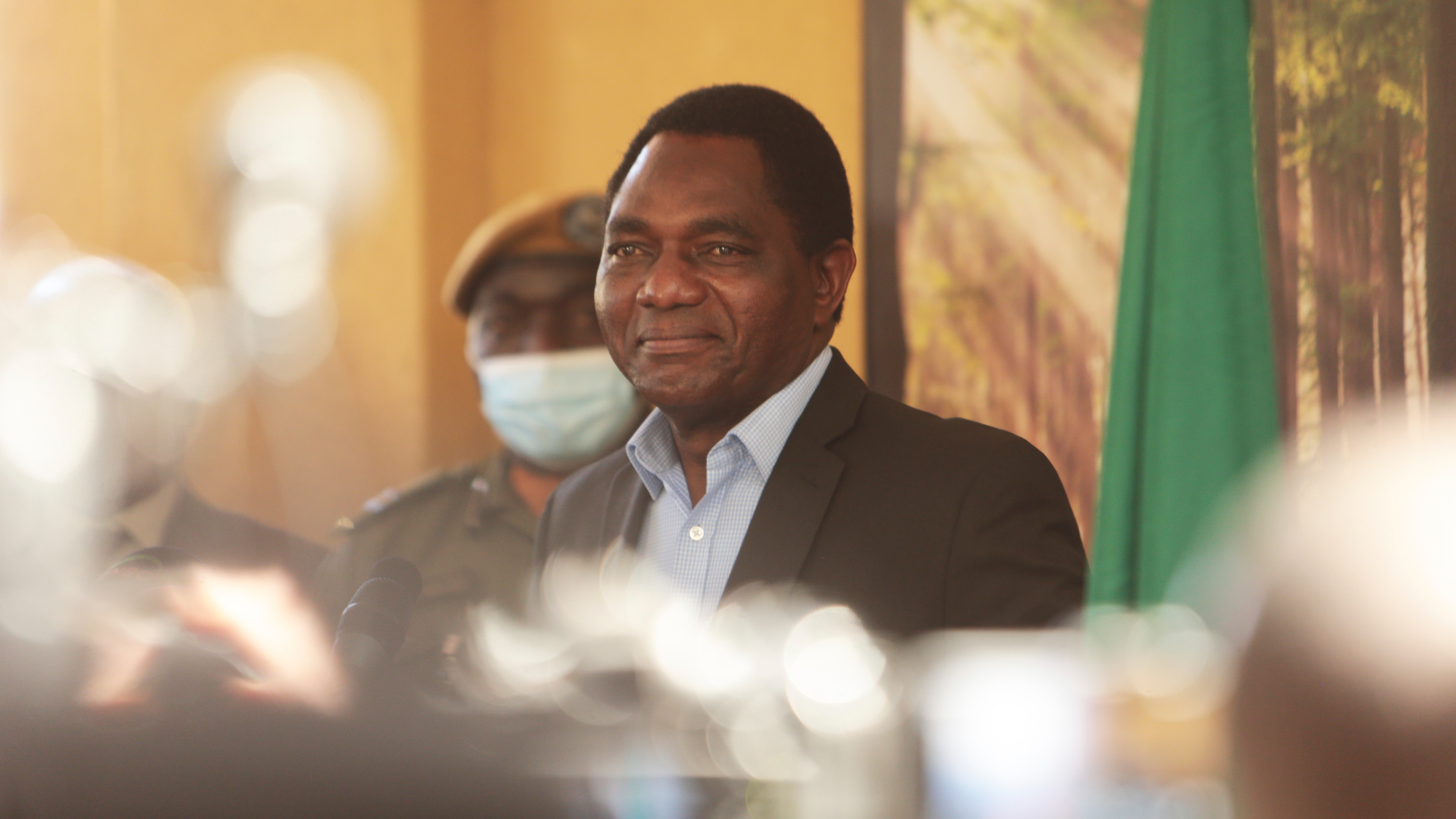 Zambian President Hakainde Hichilema addresses a press conference at his residence in Lusaka, Zambia, August 16, 2021. /AP