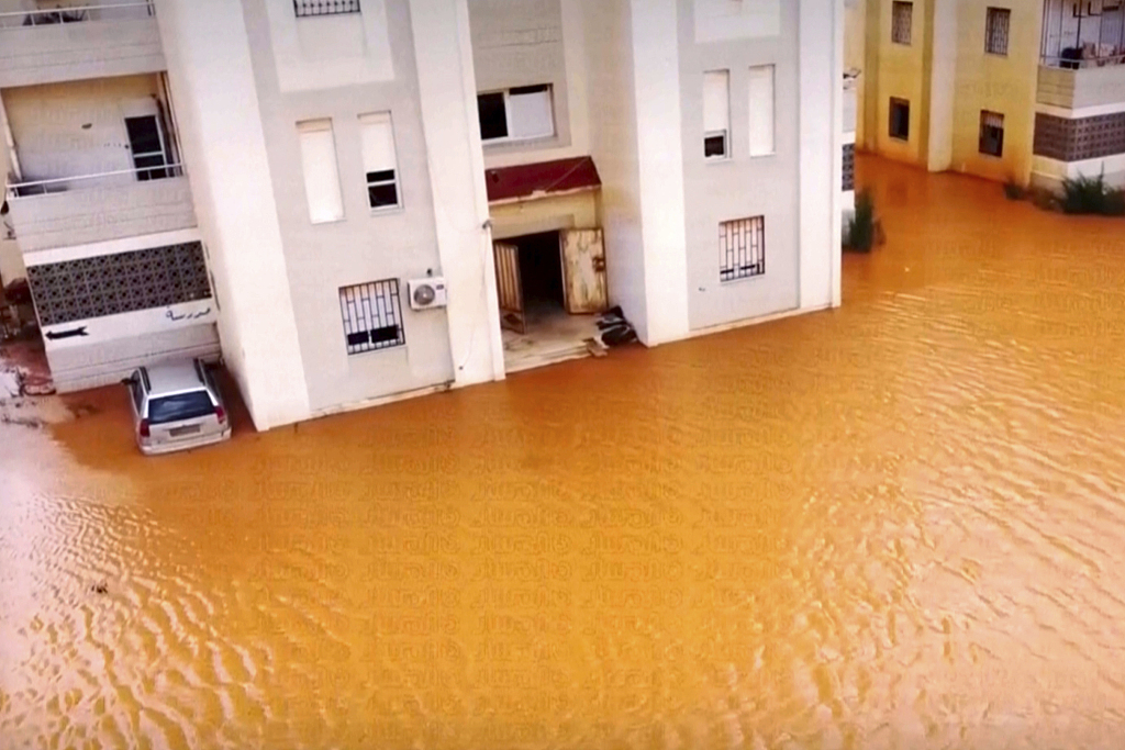 Streets are flooded after storm Danial in Marj, Libya, September. 11, 2023. /CFP