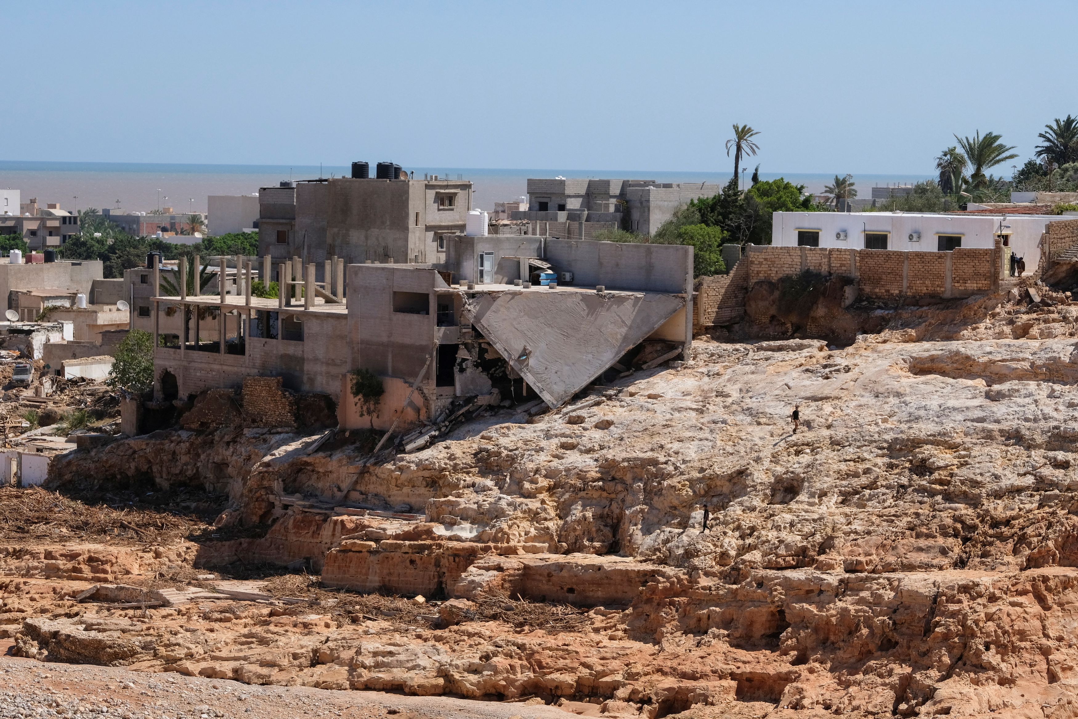 A view shows a damaged building, in the aftermath of the floods in Derna, Libya, September 14, 2023. /Reuters