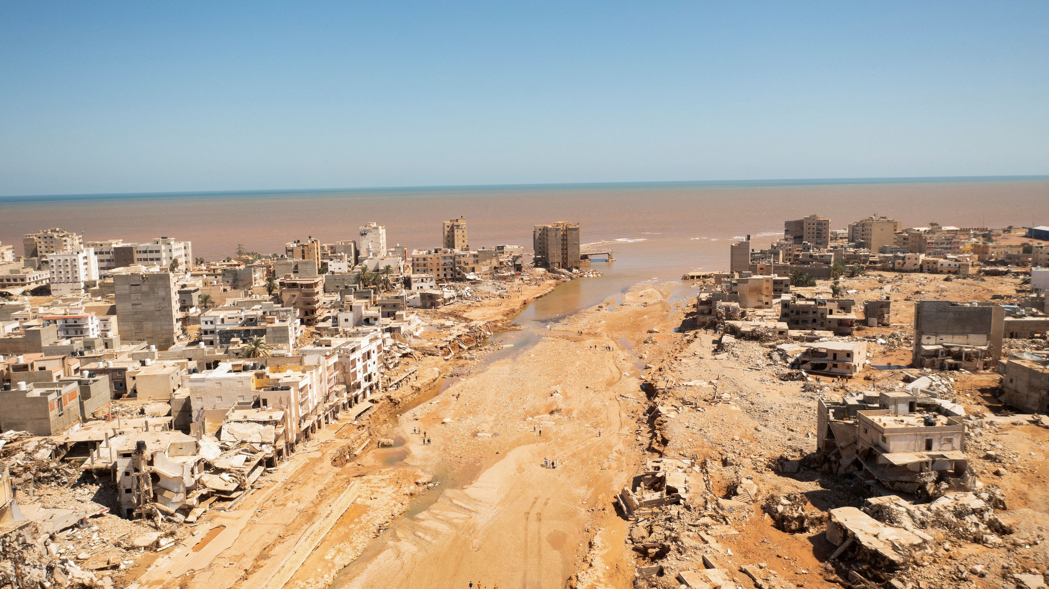 Aerial view of Derna city, in the aftermath of the floods in Libya, September 14, 2023. /Reuters