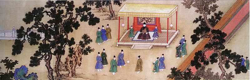 Preserved in the Palace Museum in Beijing, a Chinese painting from the Ming Dynasty depicts a game of cuju. /CFP