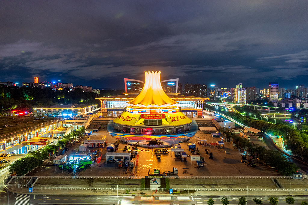 Nanning International Convention and Exhibition Center prepares for the 20th China-ASEAN Expo in Nanning, south China's Guangxi Zhuang Autonomous Region, September 13, 2023. /VCG.