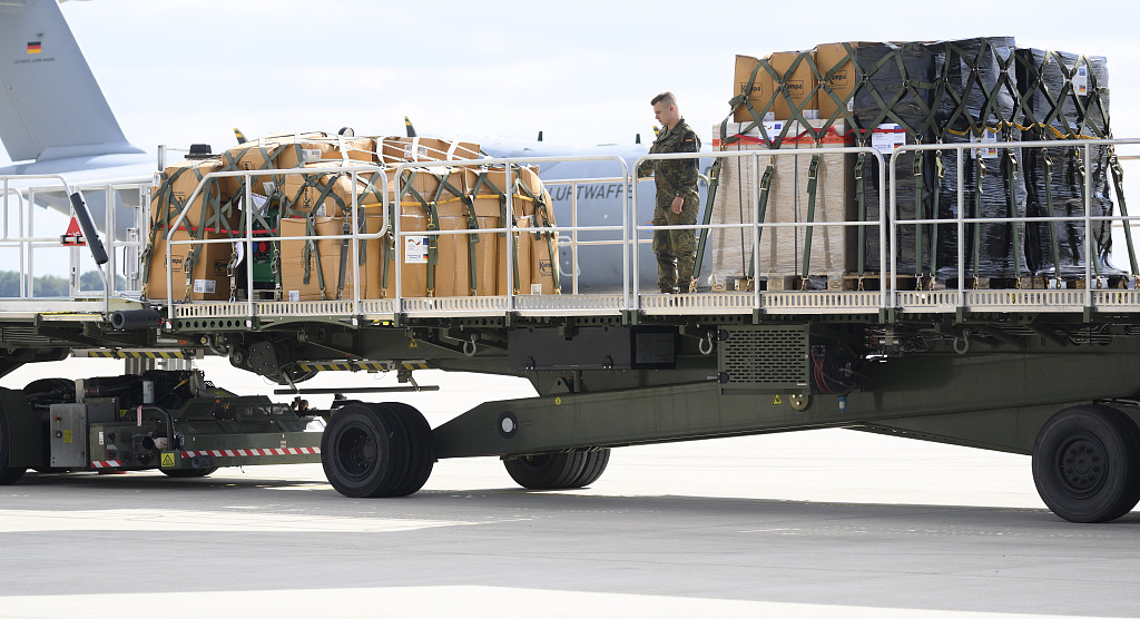 The German Armed Forces transport relief supplies to flooded areas in Libya from the air base in Wunstorf, Germany, September 14, 2023. /CFP