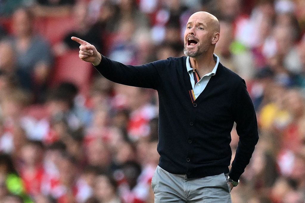 Erik ten Hag, manager of Manchester United, looks on during the Premier League game against Arsenal at the Emirates Stadium in London, September 3, 2023. /CFP