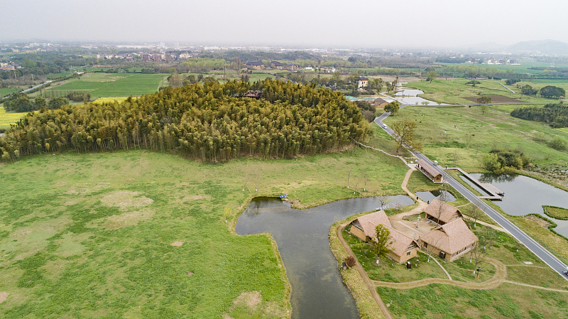 An aerial photo shows the Archaeological Ruins of Liangzhu City in Zhejiang Province. /CFP