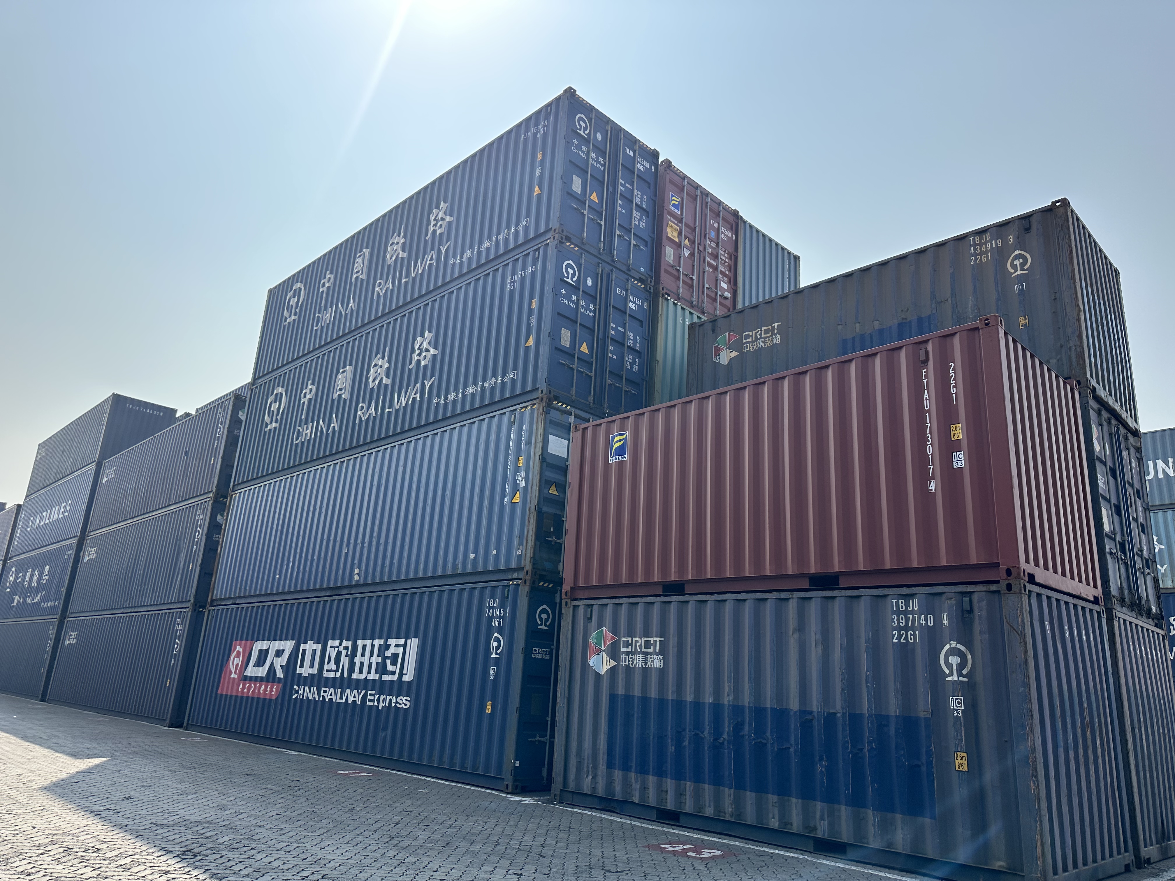 Cargo is seen in the Tianjin port and ready to be loaded on China-Europe Railway Express train, north China's Tianjin Municipality, September 18, 2023. /CGTN