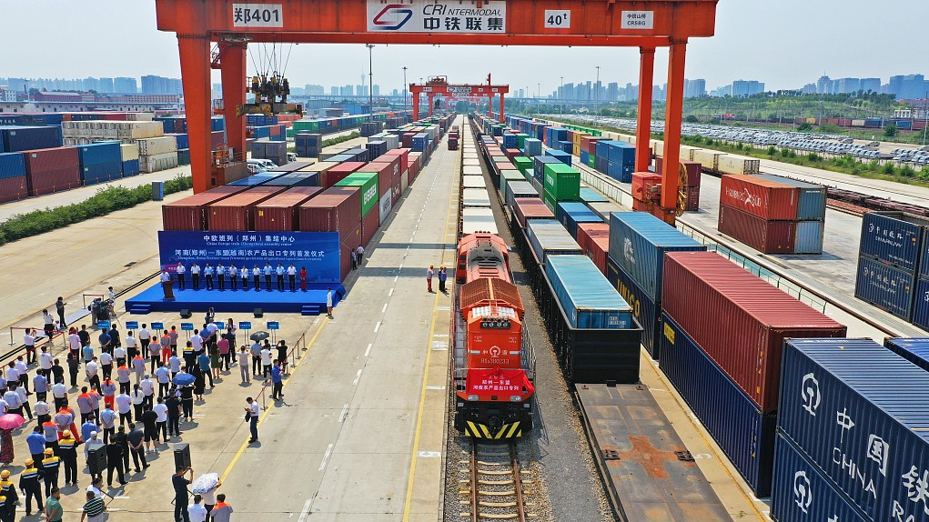 Zhengzhou train loaded with agricultural products to ASEAN,  June 26, 2023. /CFP
