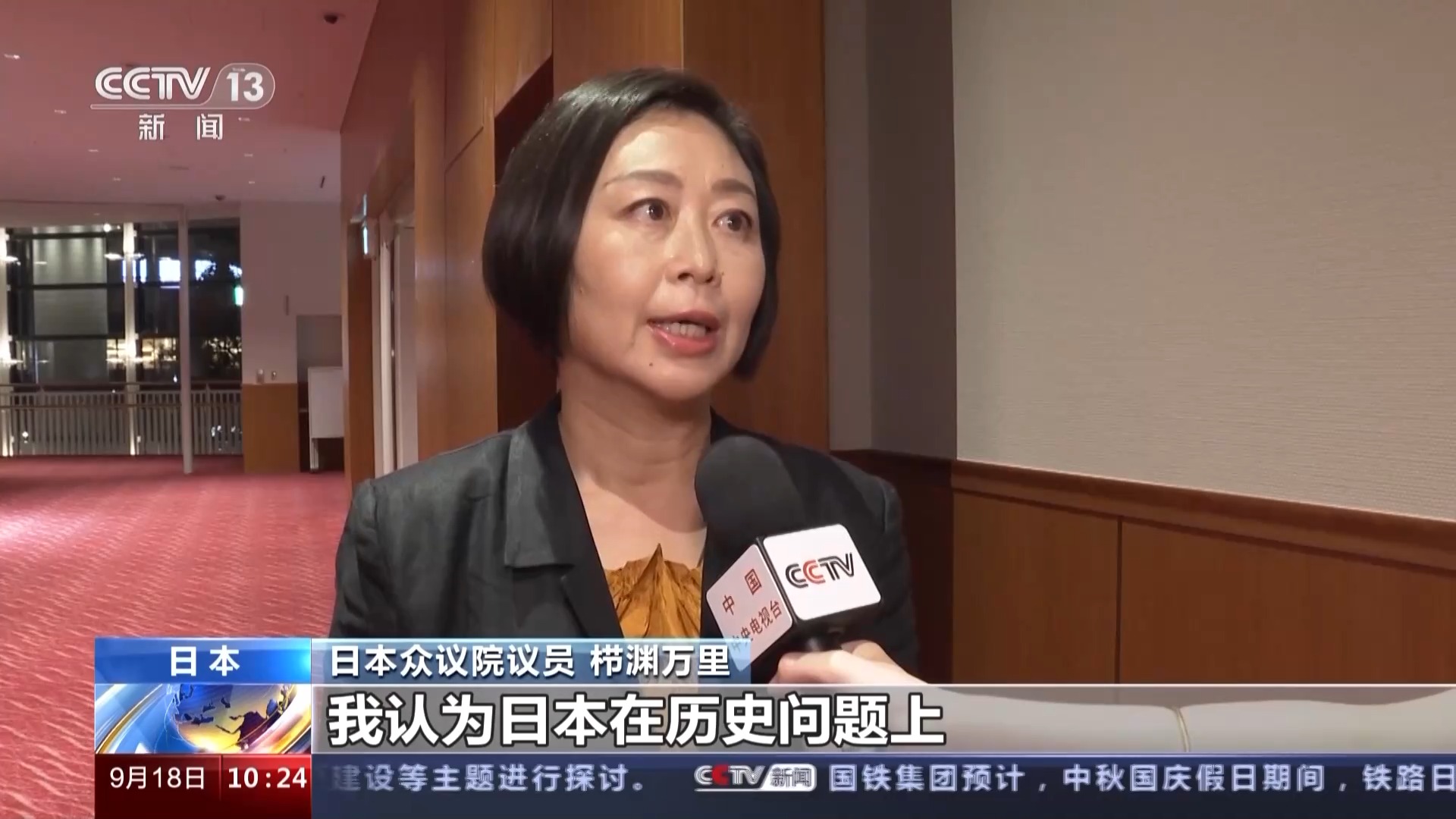 Mari Kushibuchi urges the Japanese government to face the history during an interview. /China Media Group