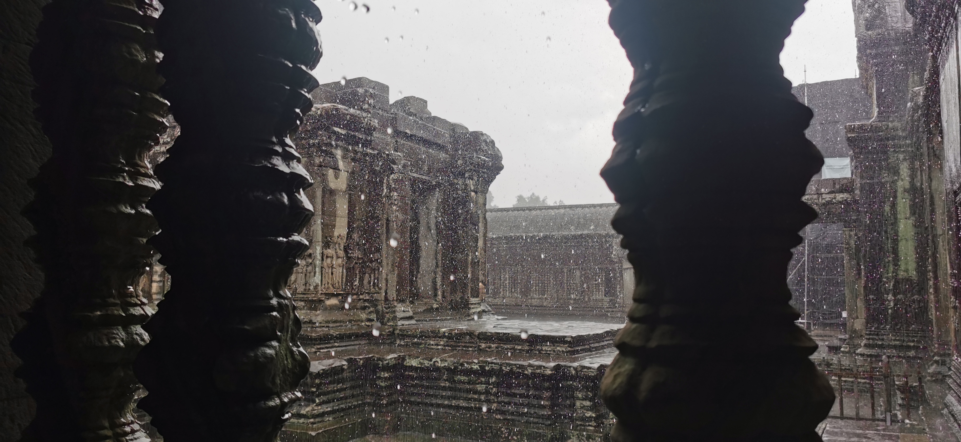A view of the Angkor Archaeological Park on a rainy day in Cambodia. /CGTN
