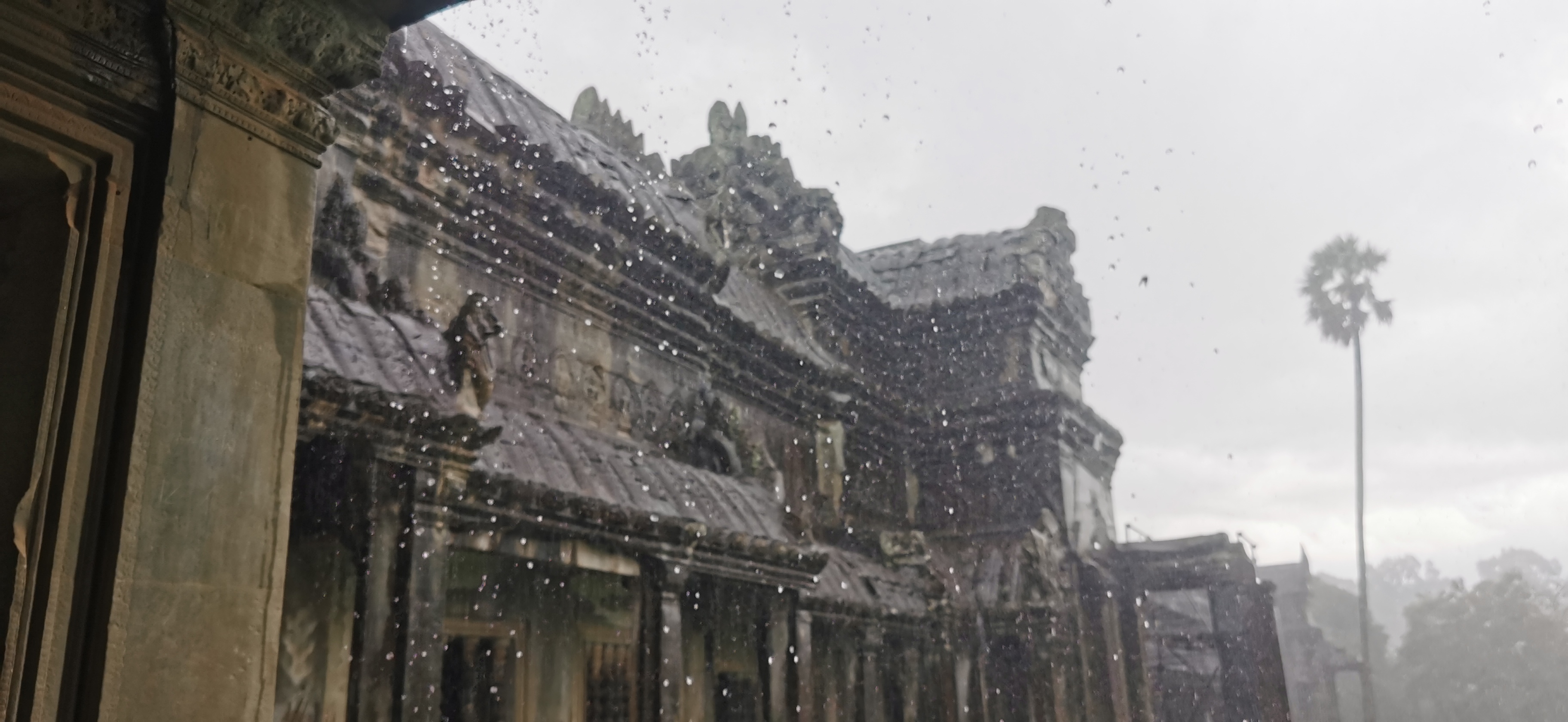 A view of the Angkor Archaeological Park on a rainy day in Cambodia. /CGTN