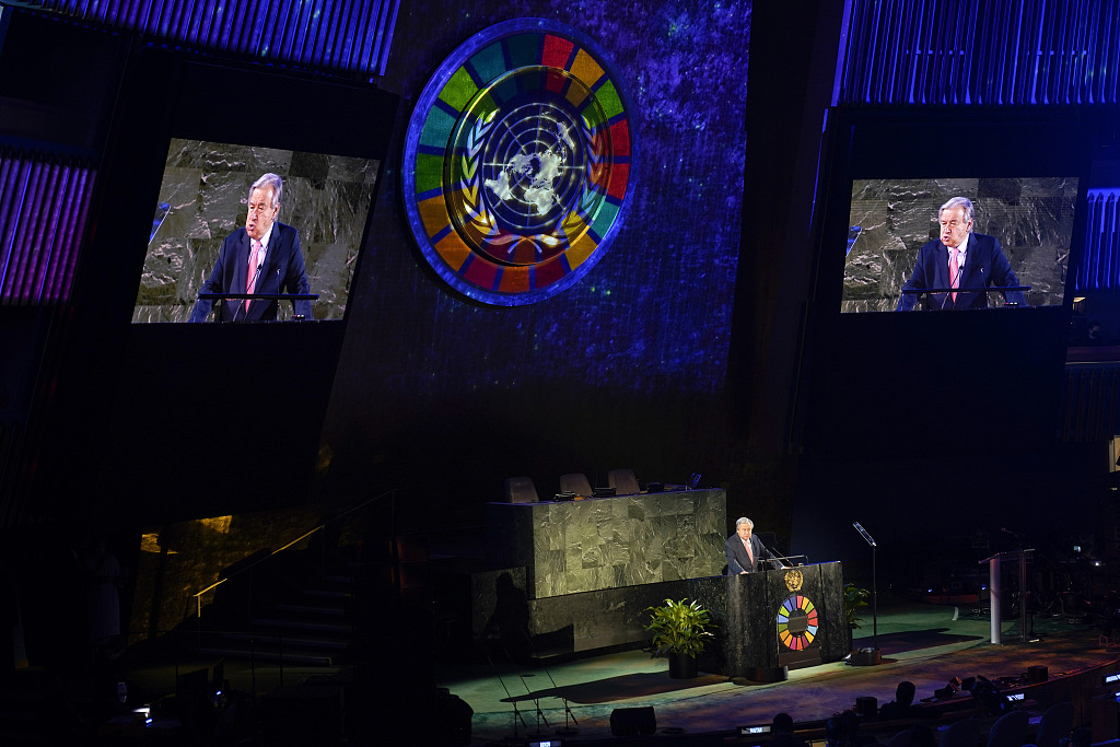 UN Secretary-General Antonio Guterres speaks during an event called 