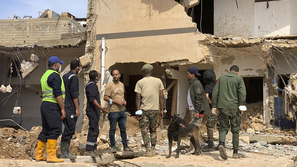 Rescue teams search for victims in Derna, Libya, September 17, 2023. /CFP