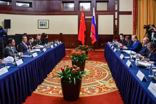 Wang Yi, a member of the Political Bureau of the Communist Party of China Central Committee and director of the Office of the Central Commission for Foreign Affairs, holds the 18th round of China-Russia strategic security consultation with Nikolai Patrushev, secretary of the Security Council of the Russian Federation, in Moscow, Russia, September 19, 2023. /Chinese Foreign Ministry.