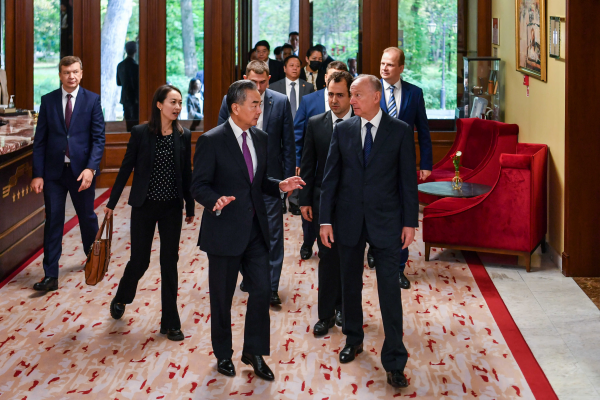 Wang Yi, a member of the Political Bureau of the Communist Party of China Central Committee and director of the Office of the Central Commission for Foreign Affairs, talks with Nikolai Patrushev, secretary of the Security Council of the Russian Federation in Moscow, Russia, September 19, 2023. /Chinese Foreign Ministry.