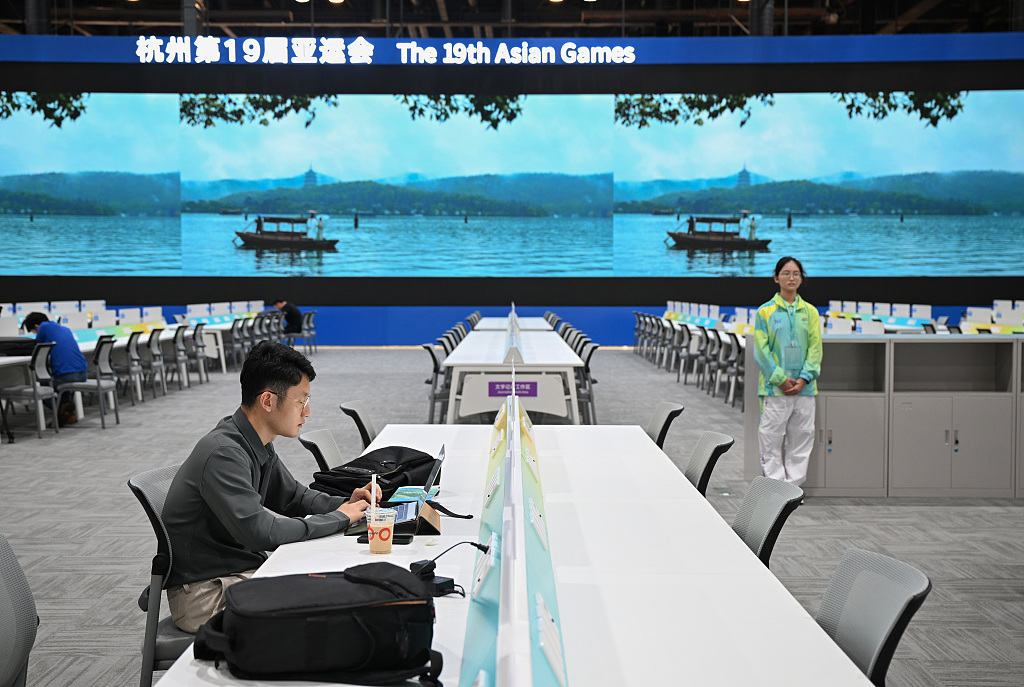 The public working room inside the Main Media Center for the Hangzhou Asian Games in Zhejiang Province, China, September 18, 2023. /CFP