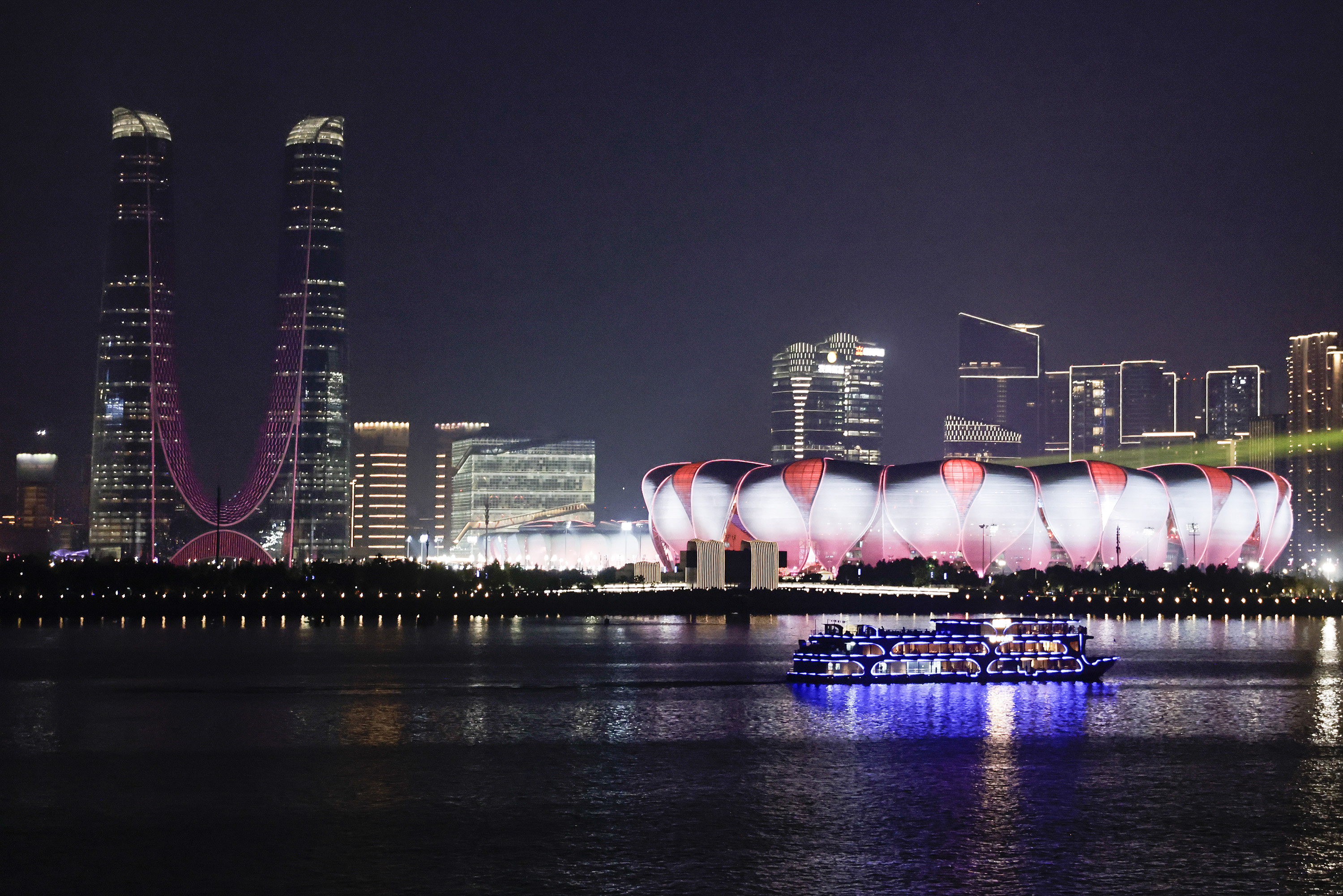 A photo shows the Hangzhou Olympic Sports Center Stadium, or 