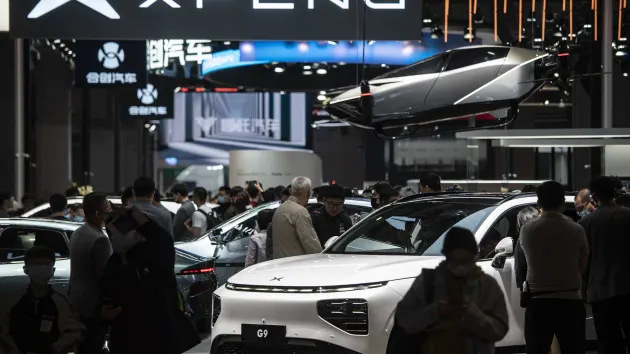 An XPeng Inc. G9 electric vehicle at the Shanghai Auto Show in Shanghai, China, April 24, 2023. /Getty