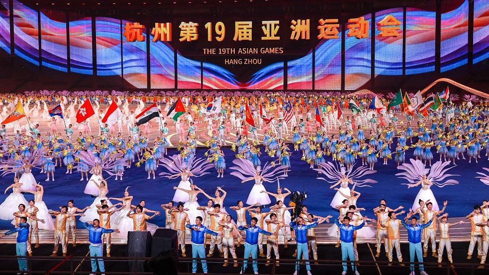 A scene from the final full dress rehearsal of the opening ceremony for the 19th Asian Games in Hangzhou, Zhejiang Province, China, September 18, 2023. /CFP