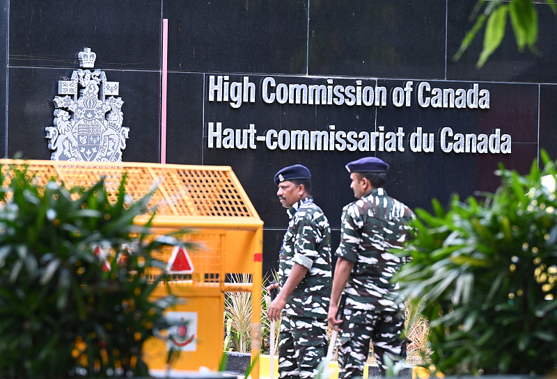 Heavy security deployed at High Commission of Canada in New Delhi, India, September 19, 2023. /CFP