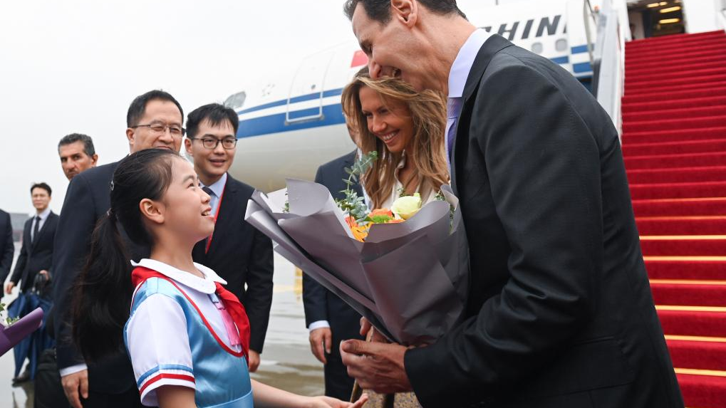 Syrian President Bashar al-Assad arrives in Hangzhou, capital city of east China's Zhejiang Province, September 21, 2023. /Xinhua