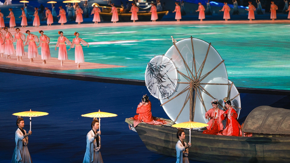 A scene from the final full dress rehearsal of the opening ceremony for the 19th Asian Games in Hangzhou, Zhejiang Province, China, September 18, 2023. /CFP