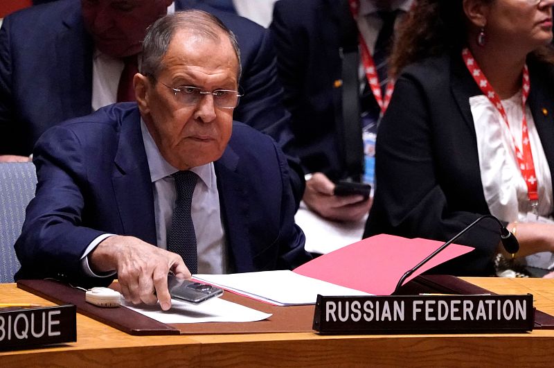 Russian Foreign Minister Sergei Lavrov attends a UN Security Council meeting on Ukraine, on the sidelines of the 78th UN General Assembly, at UN headquarters in New York City, September 20, 2023. /CFP