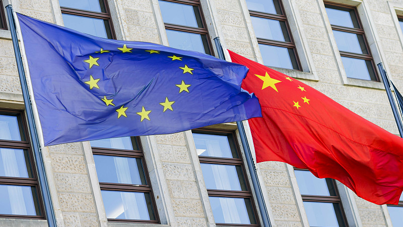 The flags of Europe and China, Berlin, Germany, September 5, 2023. /CFP