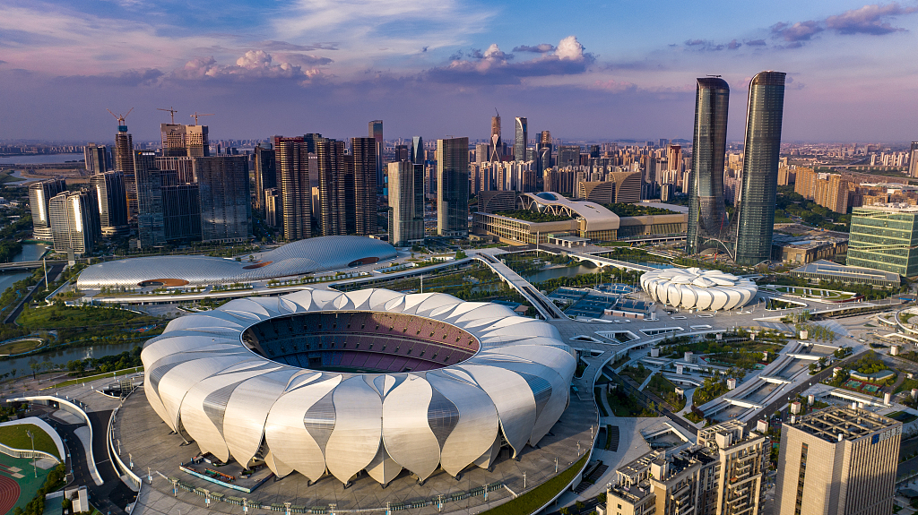 Live: Bird's-eye view of Hangzhou Olympic Sports Center Venue 