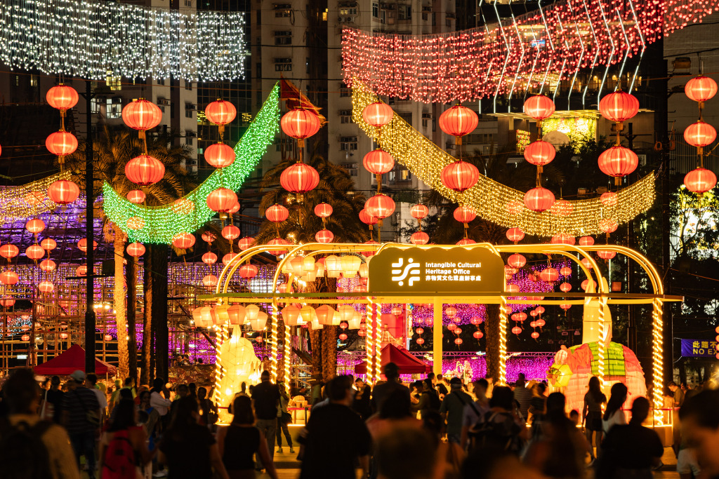 Colorful lanterns featuring various designs are photographed at Victoria Park in Hong Kong on September 23, 2023. /CFP