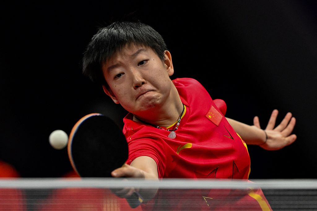 Sun Yingsha of China competes in the table tennis women's team final against Japan at the 19th Asian Games in Hangzhou, east China's Zhejiang Province, September 26, 2023. CFP
