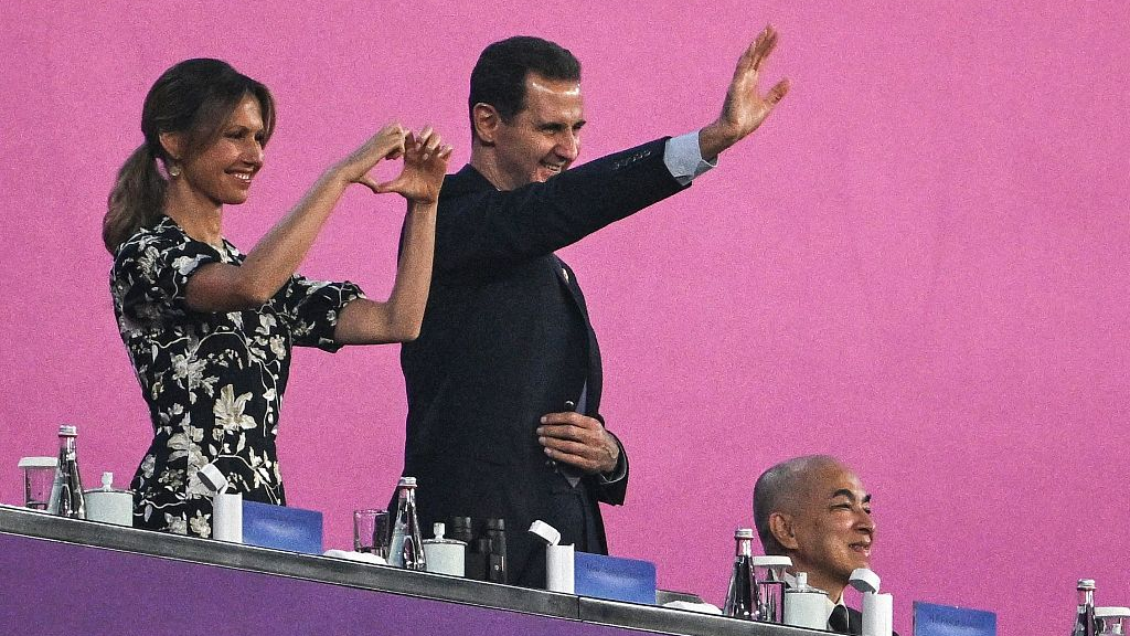 Syria's President Bashar al-Assad and First Lady Asma al-Assad attend the opening ceremony of the 2022 Asian Games in Hangzhou, east China's Zhejiang Province, September 23, 2023. /CFP