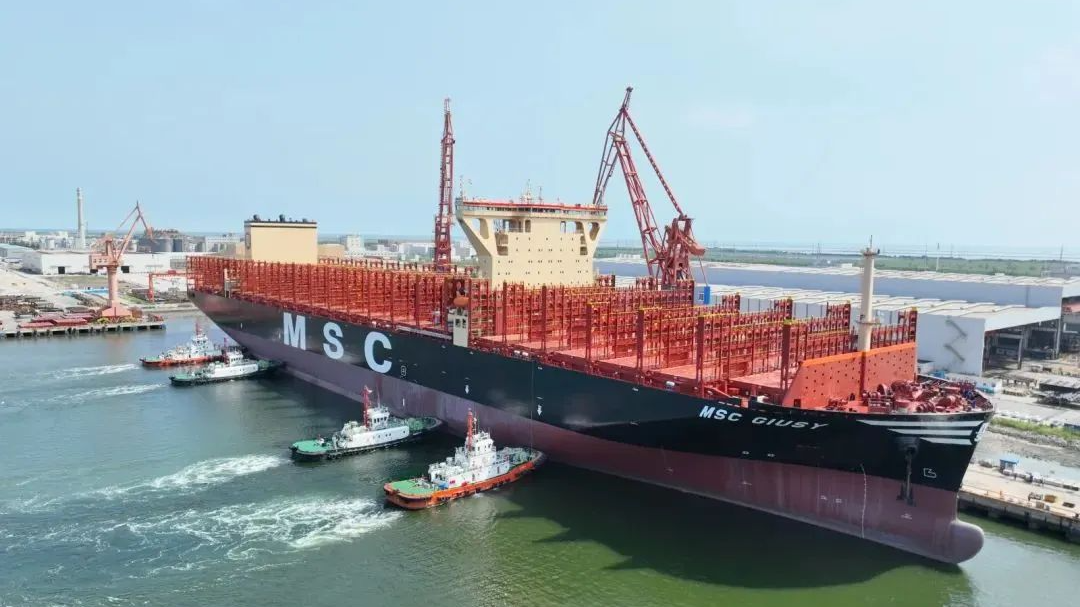 North China's largest container ship was delivered in Tianjin Municipality, September 27. /Tianjin Port Free Trade Zone