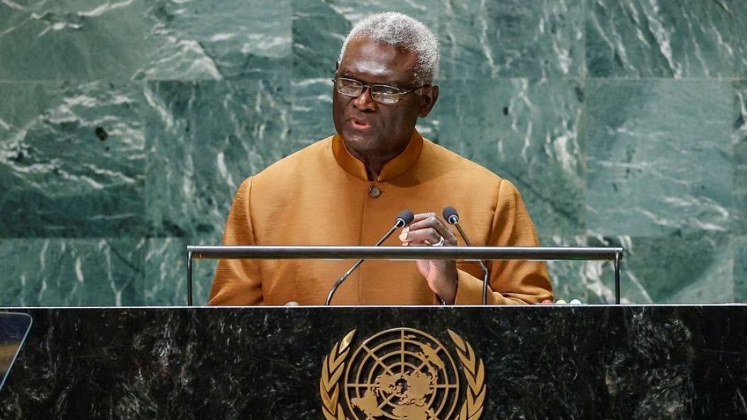 Solomon Islands' Prime Minister Manasseh Sogavare addresses the 78th Session of the UN General Assembly in New York City, U.S., September 22, 2023. /Reuters