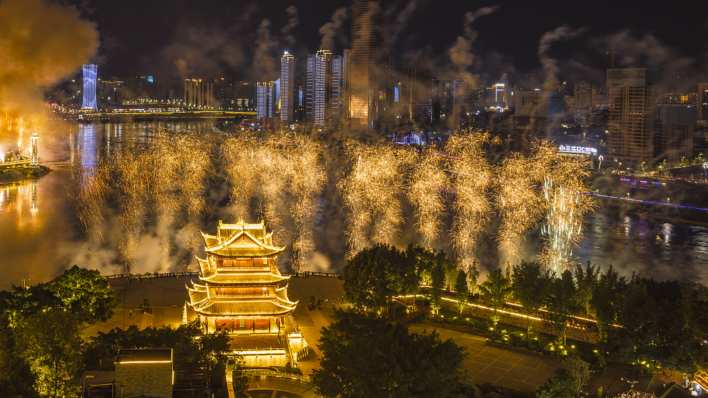 A display of fireworks is held in Yibin, southwest China's Sichuan Province, September 5, 2023. /CFP