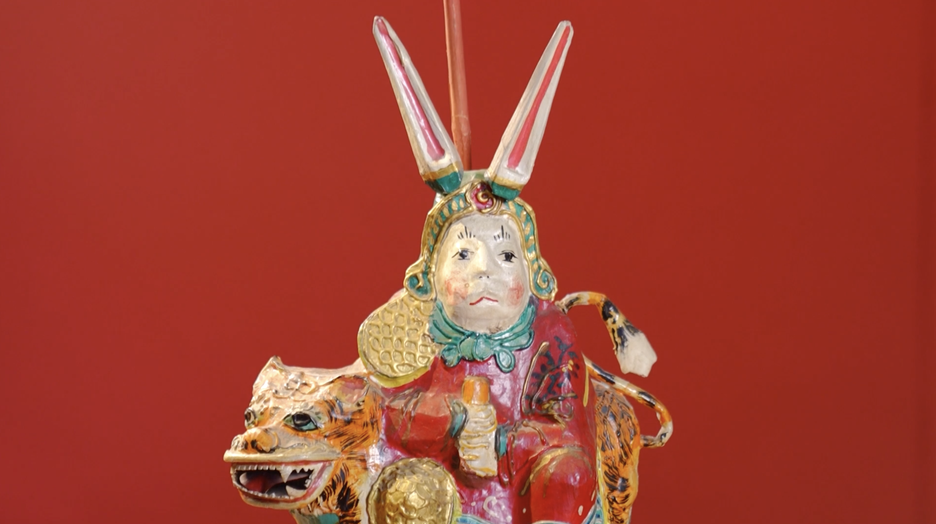 One of the exhibits, the Rabbit God, at the Beijing Folk Custom Museum in Beijing. / CGTN