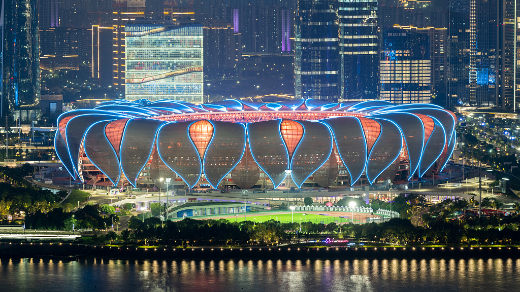 The main stadium of the 19th Asian Games on opening ceremony day, Hangzhou, Zhejiang Province, China, September 23, 2023. /CFP
