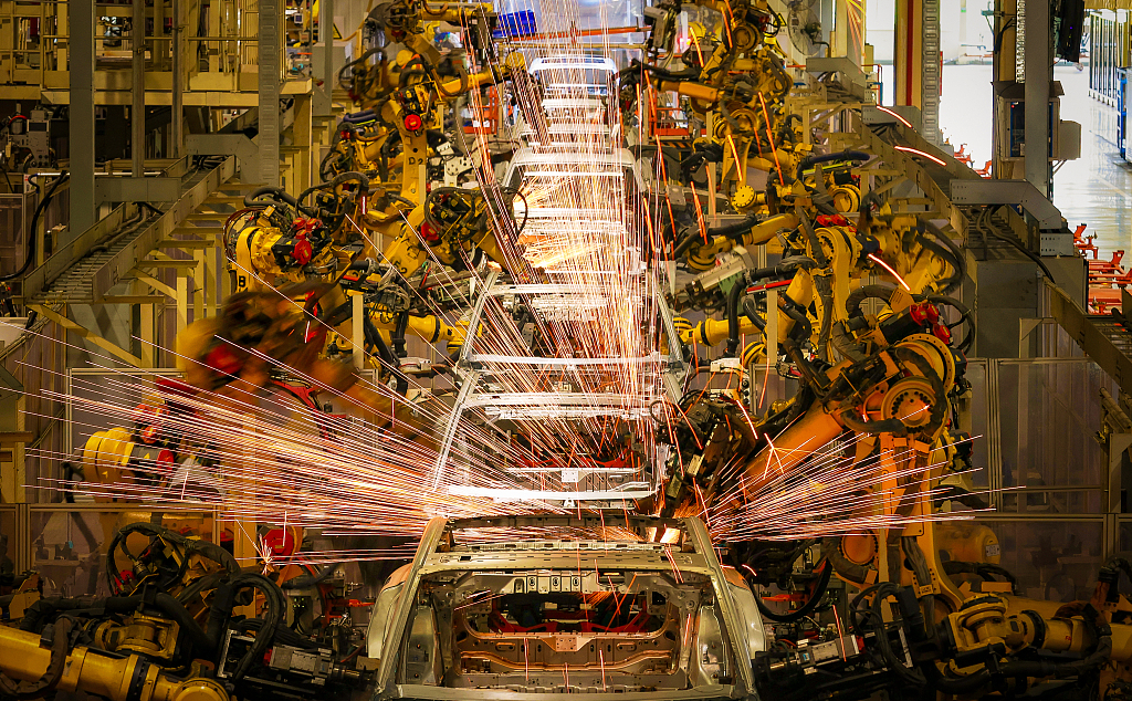 A view of an automatic automobile production workshop in Wuhan, in central China's Hubei Province, September 27, 2023. /CFP