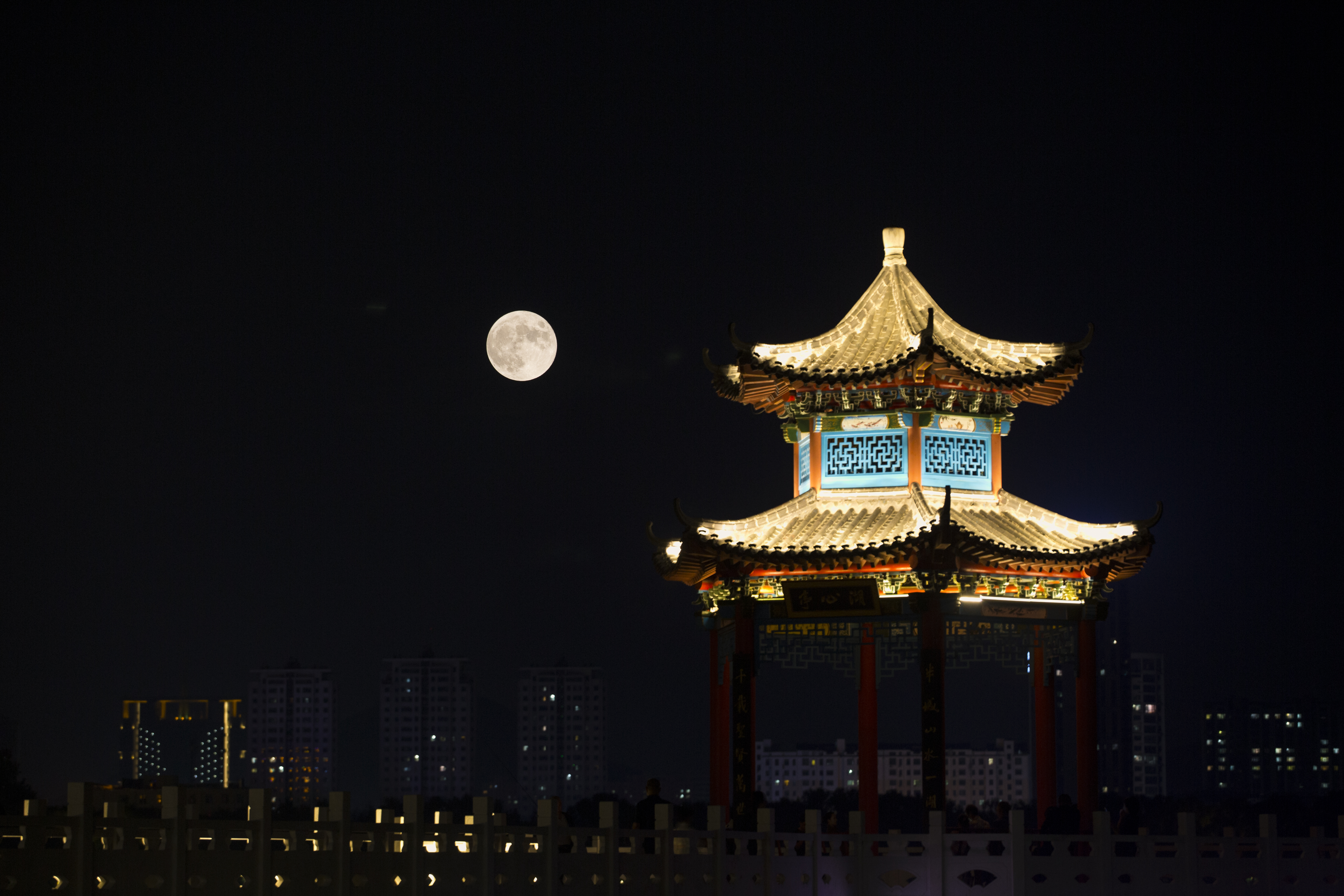 A photo taken on September 29, 2023, shows a view of the full moon in Zouping, Shandong Province. /IC