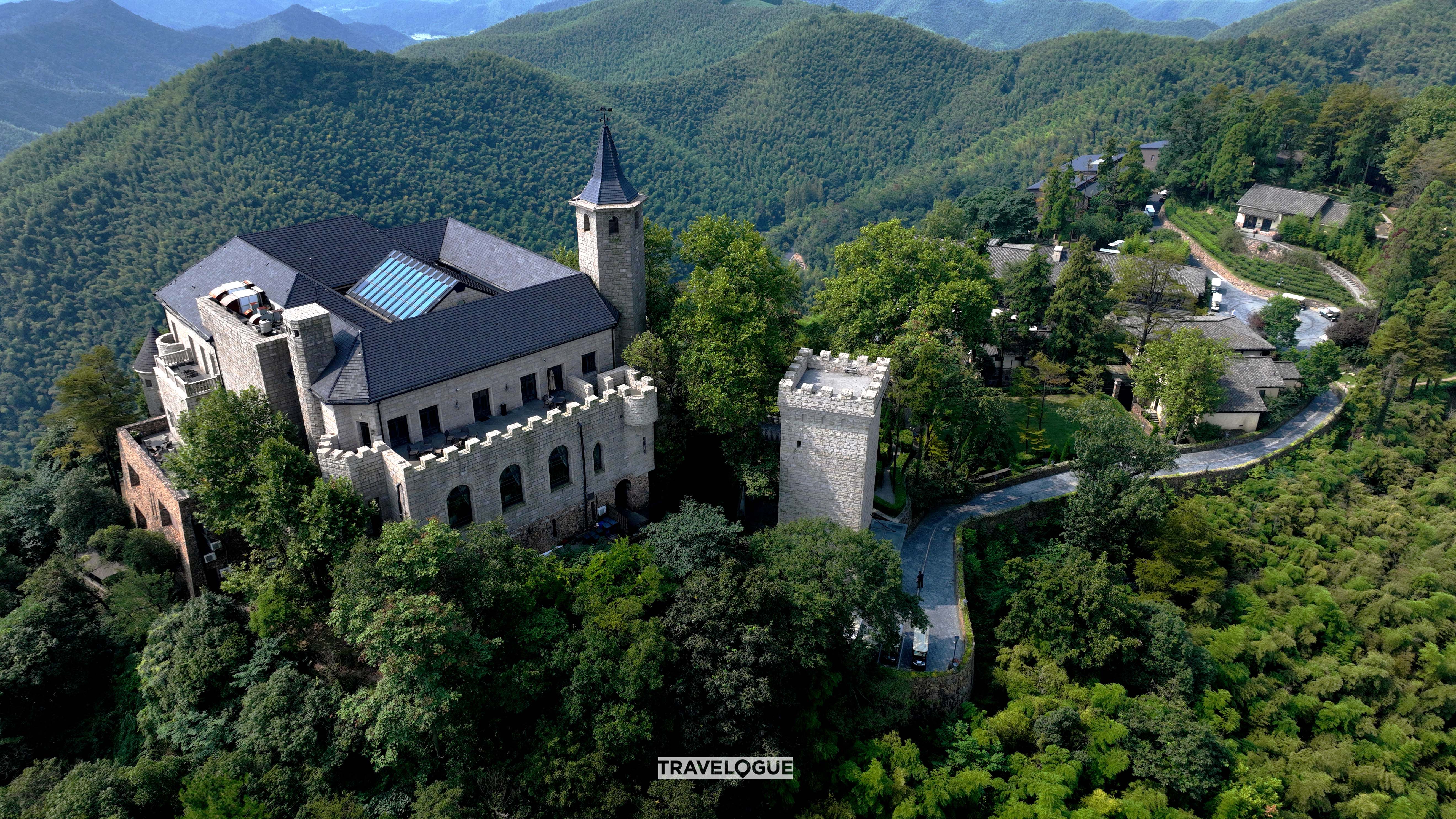 An aerial view of the guesthouses at Mogan Mountain in Huzhou, Zhejiang Province. /CGTN