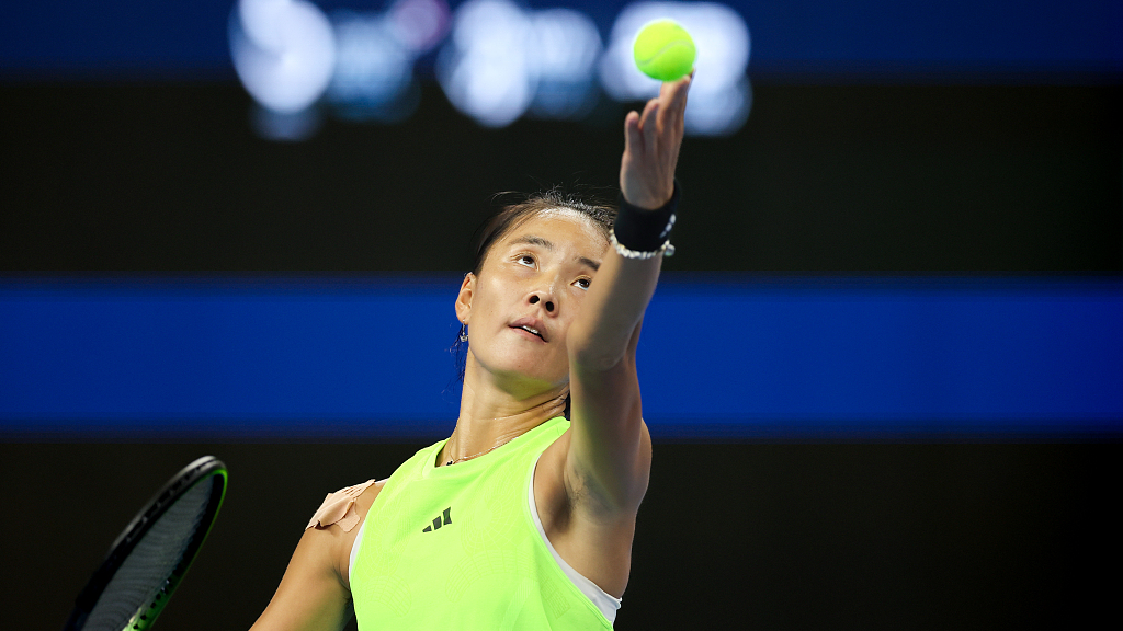 Yuan Yue in action during China Open women's singles first round in Beijing, China, September 30, 2023. /CFP