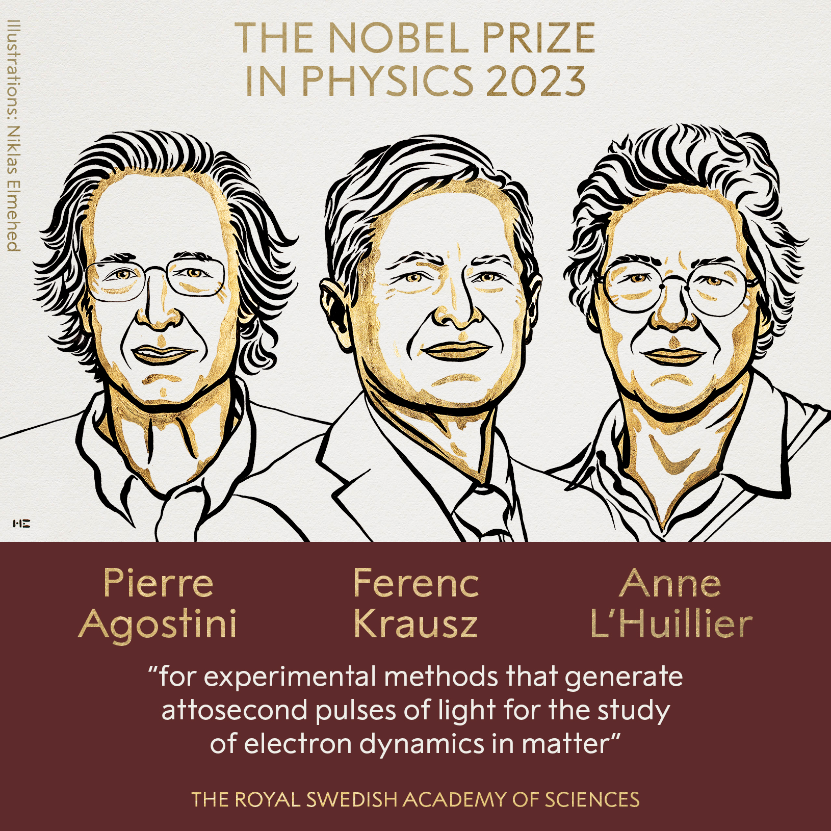 3 scientists awarded 2023 Nobel Prize in Physics for use of light to study electrons