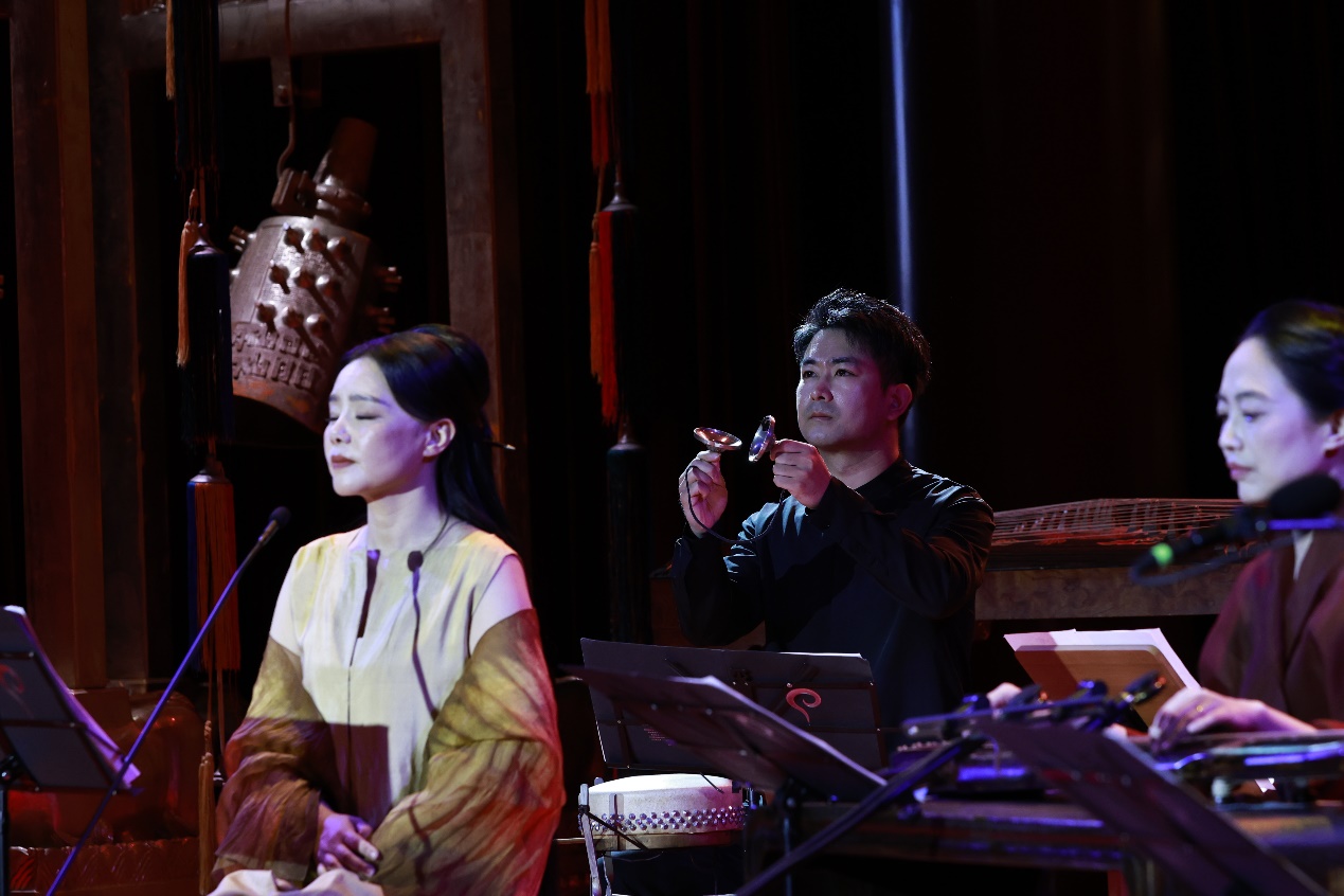 A team of musicians collaborate on October 4, 2023 in a concert in Beijing to mark the 20th anniversary of UNESCO's inclusion of the ancient Chinese art of guqin music as an Oral and Intangible Heritage of Humanity. /Photo provided to CGTN