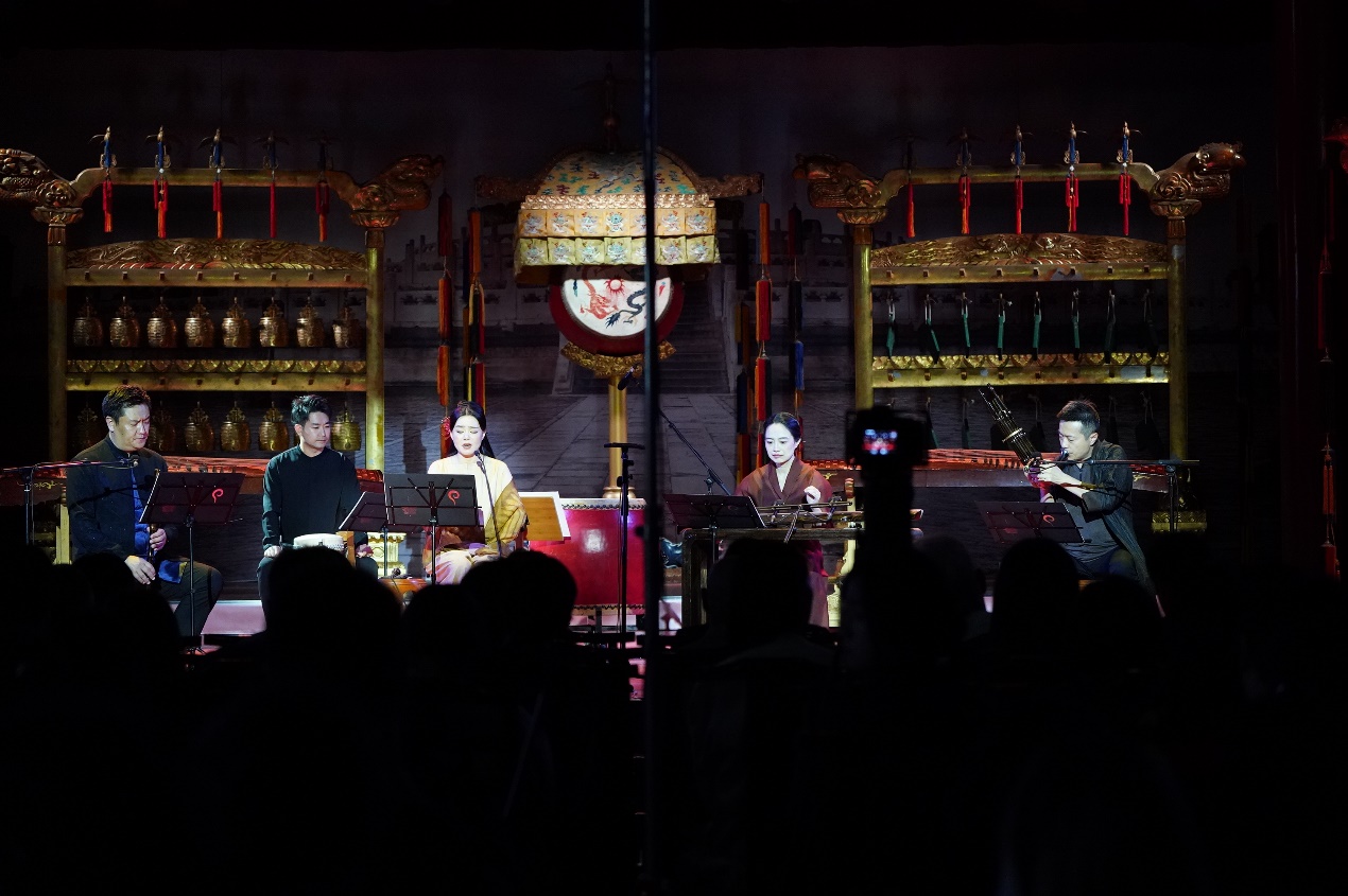 A team of musicians collaborate on October 4, 2023 in a concert in Beijing to mark the 20th anniversary of UNESCO's inclusion of the ancient Chinese art of guqin music as an Oral and Intangible Heritage of Humanity. /Photo provided to CGTN