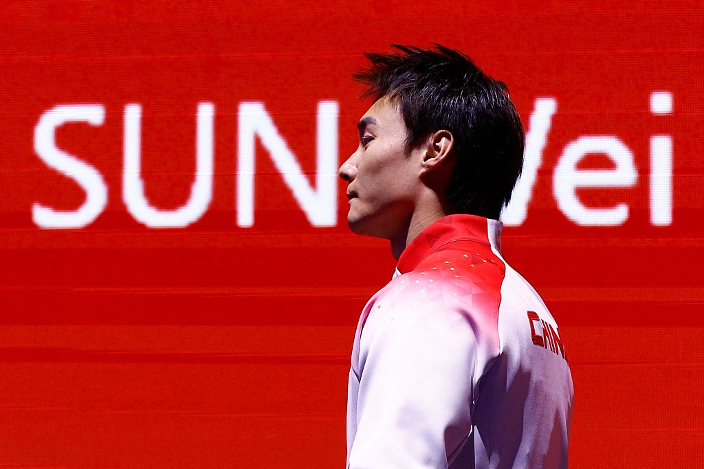 China's Wei Sun after the men's all-around final during the World Gymnastics Championships in Antwerp, Belgium, October 5, 2023. /CFP