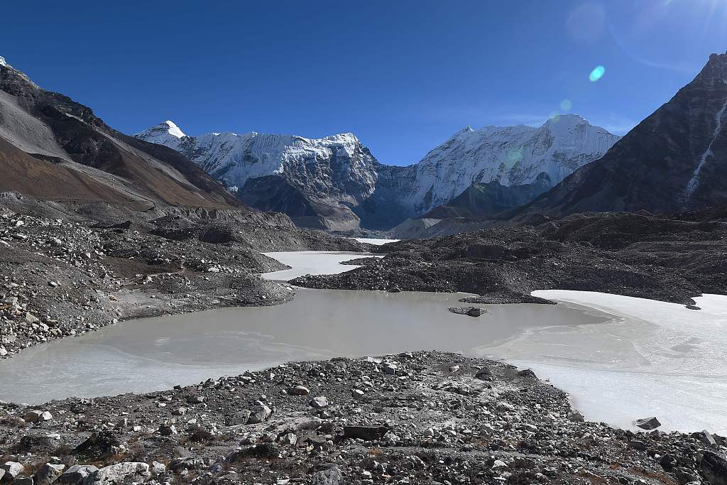 A general view of the Imja glacial lake in  the Solukhumbu district, Nepal, November 22, 2018. /CFP