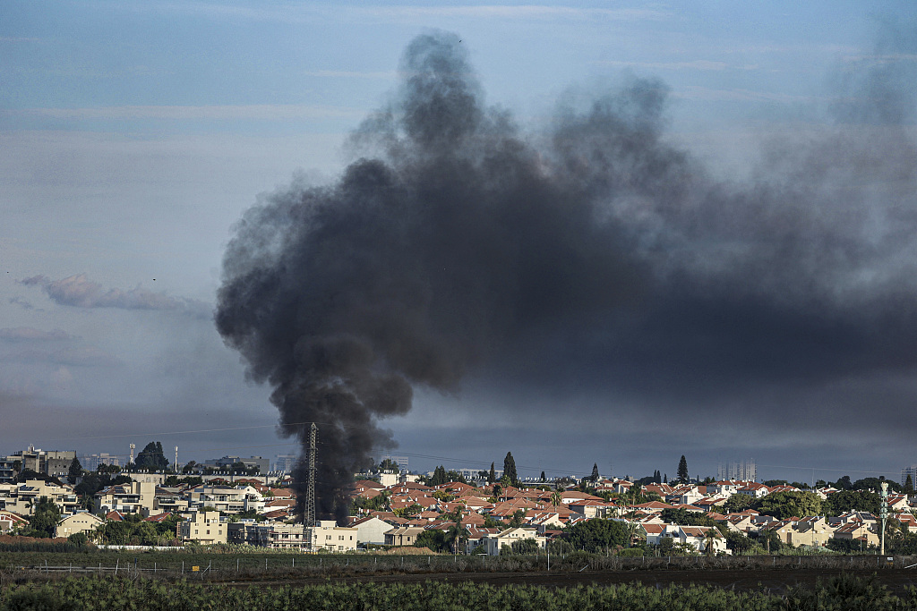 Smoke billows from Israel following a rocket attack from Gaza, October 7, 2023. /CFP