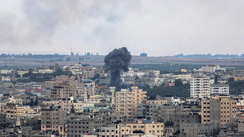 Smoke rises following an Israeli airstrike in Gaza City, October 8, 2023. /Xinhua