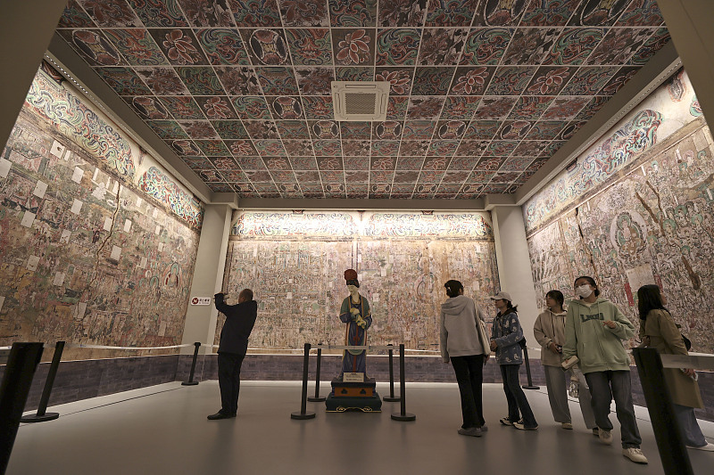 People visit the Jinzhiyuan Mural Museum, China's first mural-themed museum in Jinzhong City, Shanxi Province, October 8, 2023. /CFP